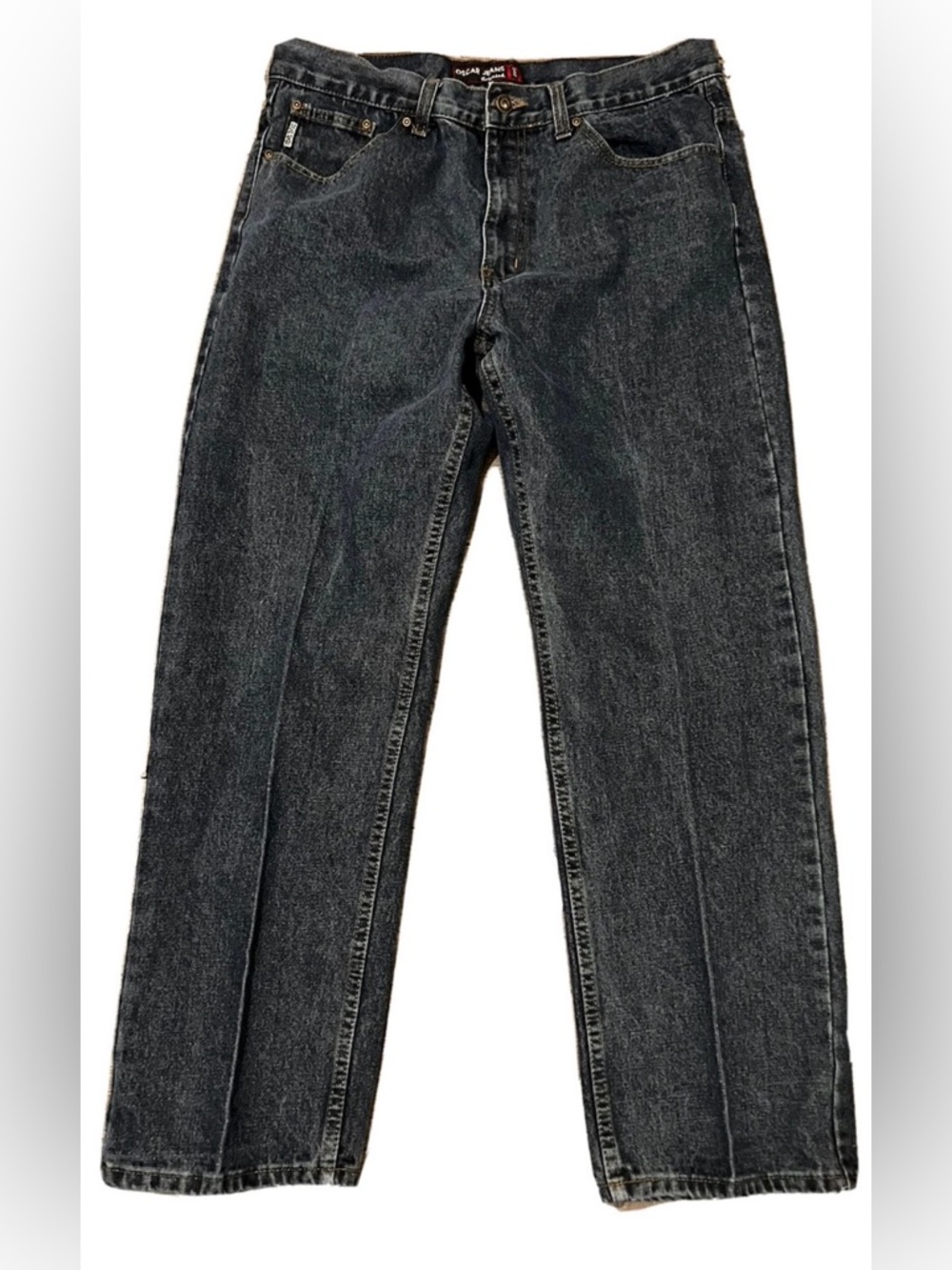 Oscar Men's Jeans 36x30 Denim Medium Blue Straight Leg 5 Pocket - Picture 8 of 8